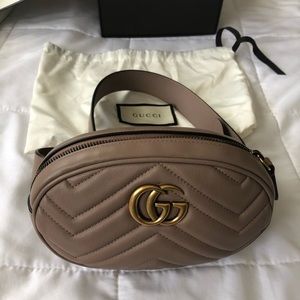 GG Marmont matelassé leather belt bag dusty pink
